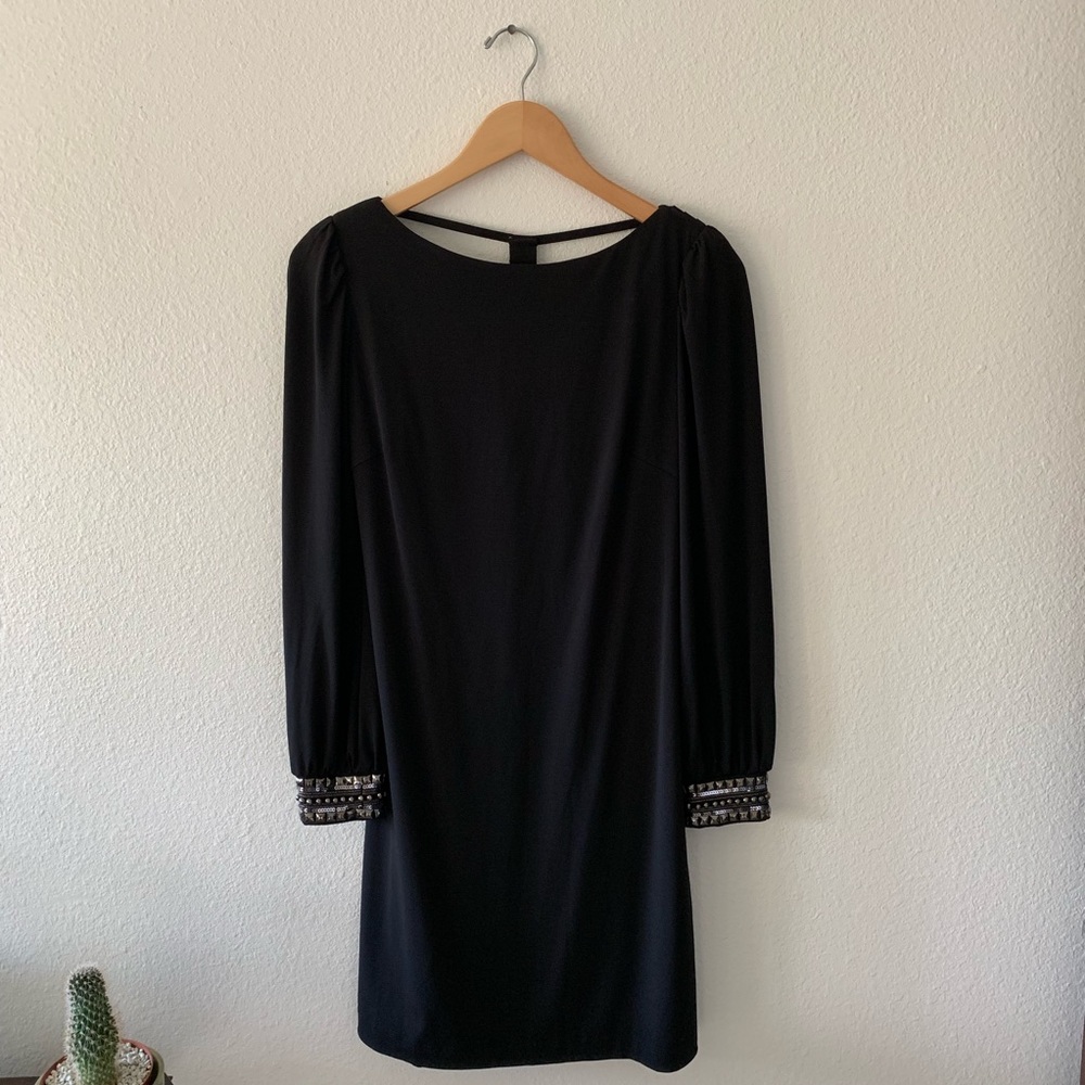 Maggy London sheath dress with open back